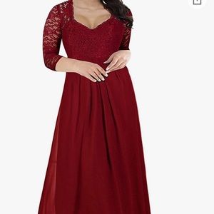 Women’s Red Wine Plus Size Formal Maxi Dress